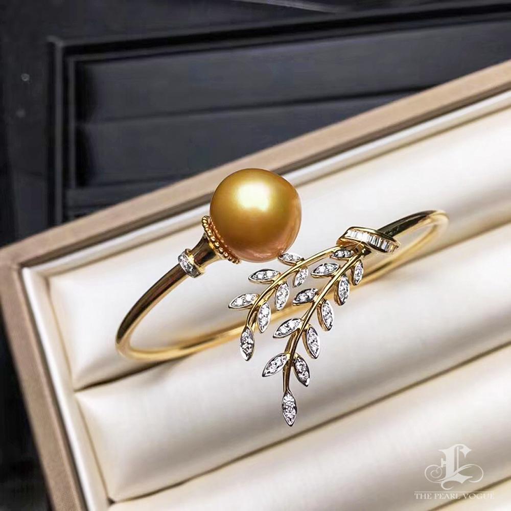 【Vine Symphony】Olive Branch Aurora South Sea Pearl Diamond Bracelet en venta 2