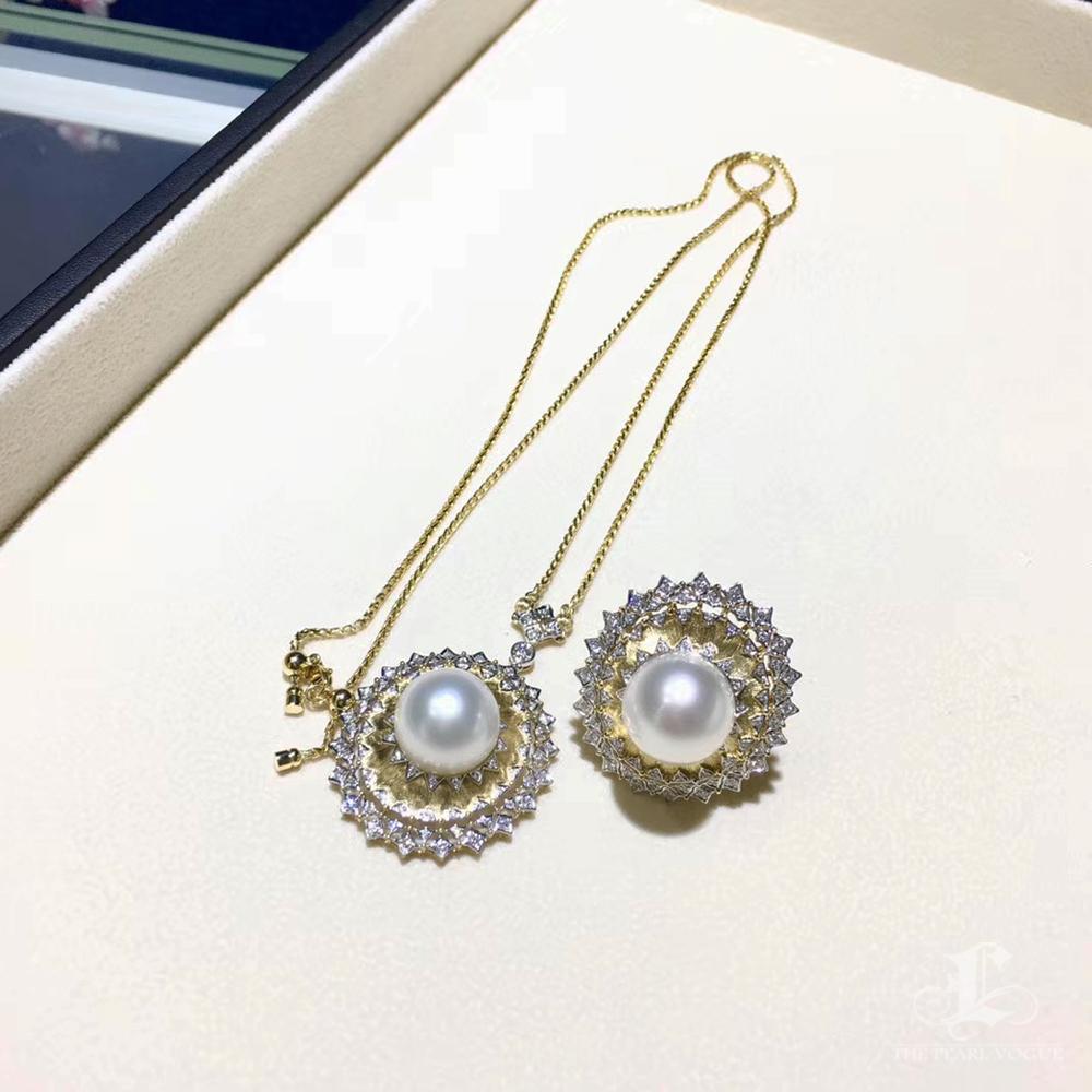 【Crown Radiance】Renaissance Collier à pendentifs en perles des mers du Sud style Buccellati en vente 3