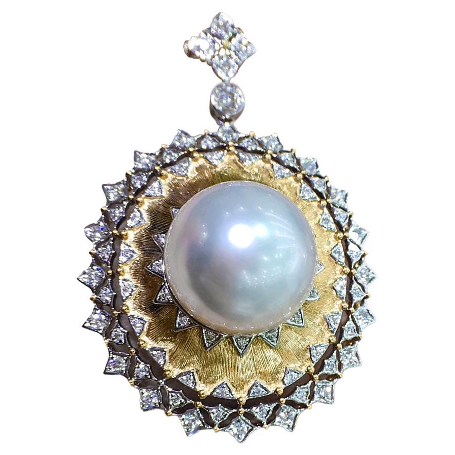 【Corona Radiante】Renacimiento Estilo Buccellati Collar Colgante de Perlas del Mar del Sur