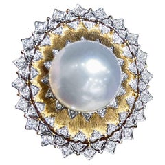 【Crown Radiance】Royal Radiance South Sea Pearl Buccellati-Style Diamond Ring