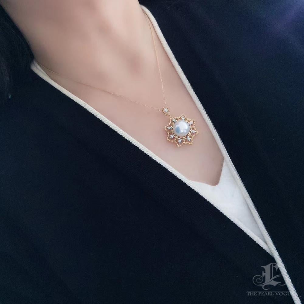 【Corona Resplandor】Diamante dorado Starlotus Colgante Perla del Mar del Sur Sin cortar en venta