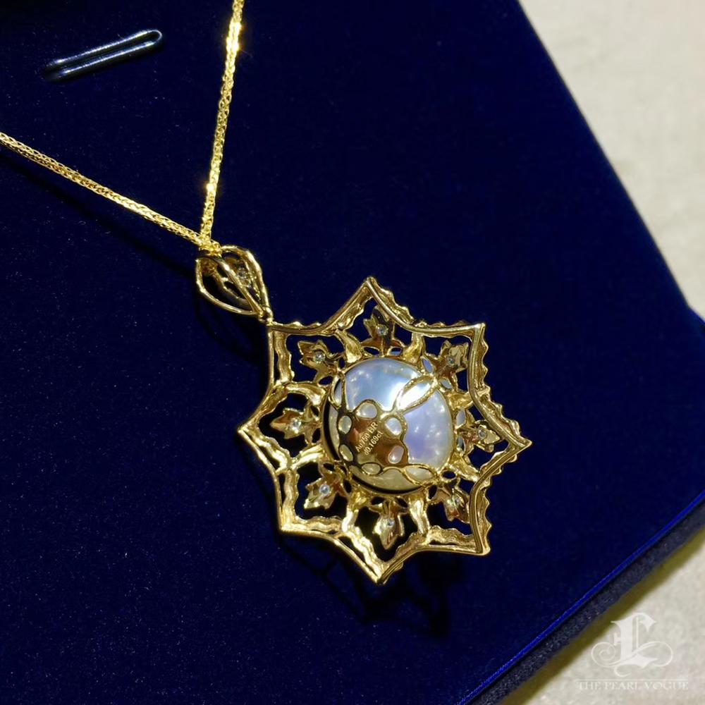 【Corona Resplandor】Diamante dorado Starlotus Colgante Perla del Mar del Sur en venta 3