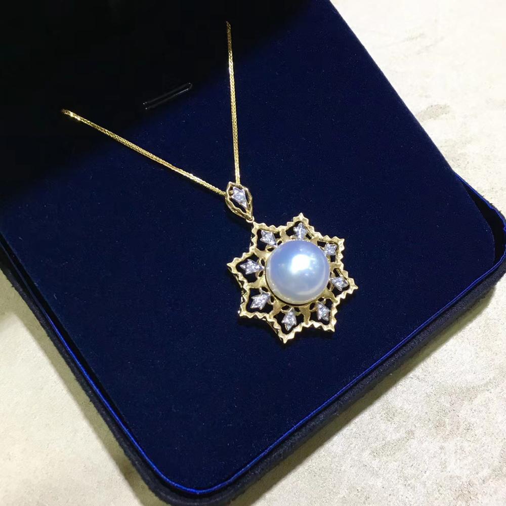 【Corona Resplandor】Diamante dorado Starlotus Colgante Perla del Mar del Sur en venta 4
