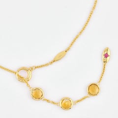 18K Gold Diamond Amethyst Citrine Arabic Design Necklace by MOISEIKIN