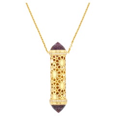 Collar de oro de 18 quilates con diamantes, amatista y citrino de diseño árabe by MOISEIKIN