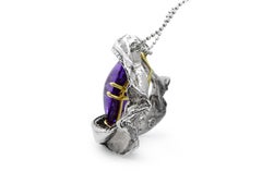 18k Gold Diamond Amethyst Shark Jaw Pendent Silver