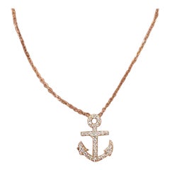 18k Gold Diamond Anchor Necklace Ocean Necklace Dainty Diamond Minimalist