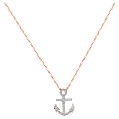 Used 18k Gold Diamond Anchor Necklace Ocean Necklace Dainty Diamond Minimalist