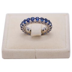 18k Gold, Diamond, and Blue Sapphire Ring