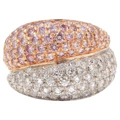18K Gold Diamond and Pink Diamond Ring SZ 7.75