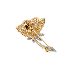 18k Gold Diamond and Yellow Sapphire Flower Brooch