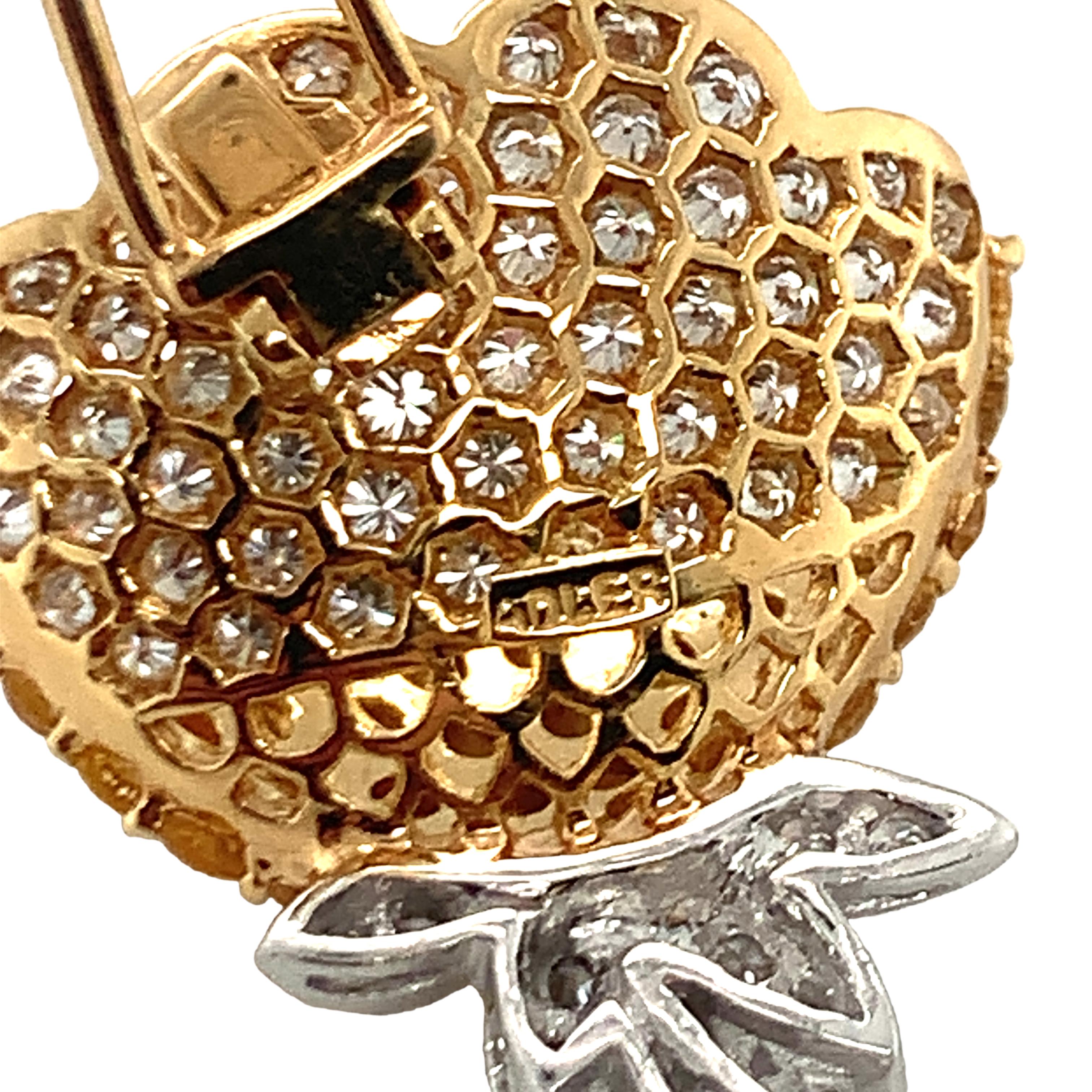 Broche Flor Diamante y Zafiro Amarillo Oro 18k Corte brillante en venta
