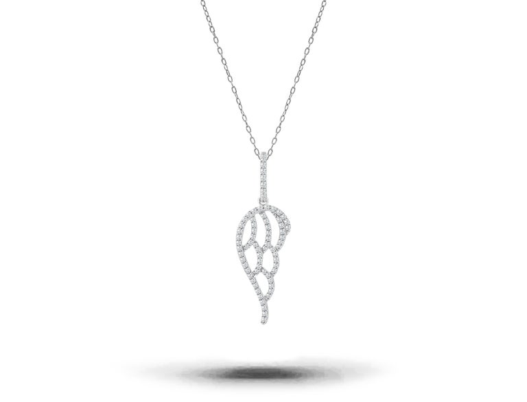 Swarovski Angelic Collana Con Ciondolo Ali D'angelo Grande - Placcata Oro Bianco 18K, Cristalli Austria, Lunghezza Regolabile Anastasia Necklace