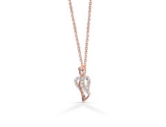 18k Gold Diamond Angle Necklace Minimalist Heart Guardian Angel Necklace