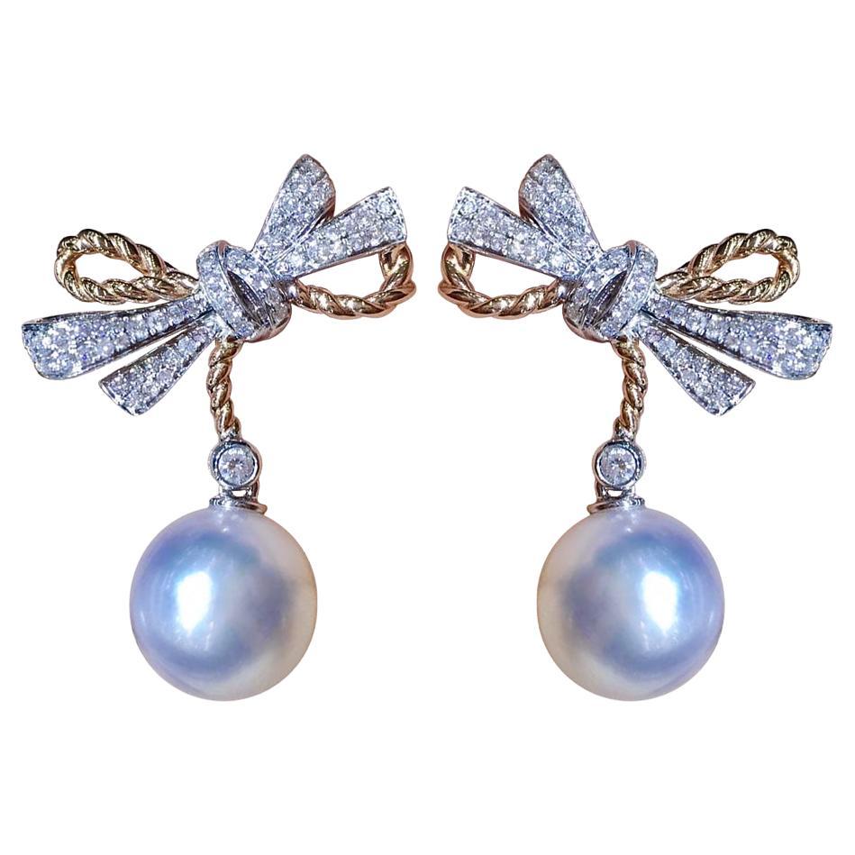 Orecchini a goccia con perle Akoya Grace in oro bianco e rosa 18K