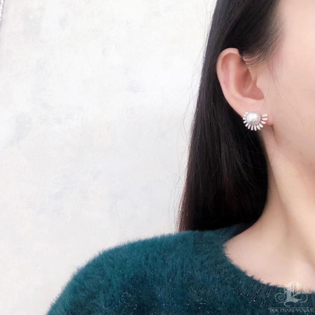 Uncut 【Crown Radiance】Sunburst Aurora South Sea Pearl Cocktail Earrings For Sale
