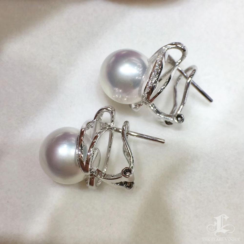 Women's 【Crown Radiance】X-Cross Aurora South Sea Pearl Diamond Earrings For Sale
