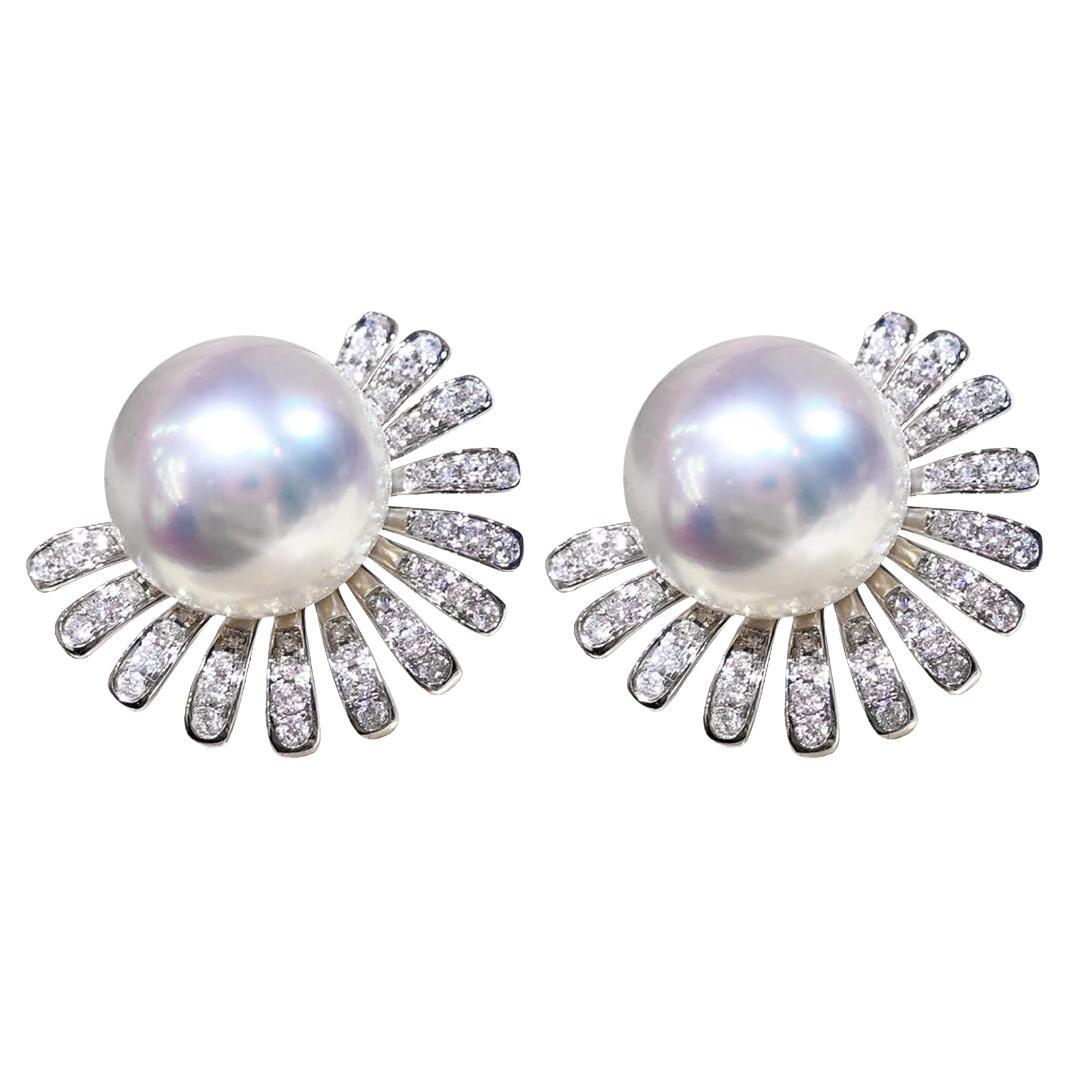 【Crown Radiance】Sunburst Aurora South Sea Pearl Cocktail Earrings