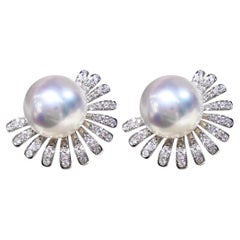Crown Radiance】Sunburst Aurora Südsee Perlen Cocktail Ohrringe