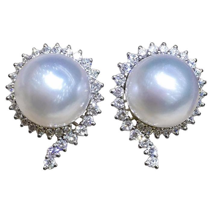 【Crown Radiance】Sunburst Aurora South Sea Pearl Diamond Earrings
