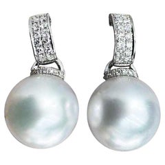 【Sculpted Geometry】Aurora Arc Diamond South Sea Pearl Earrings