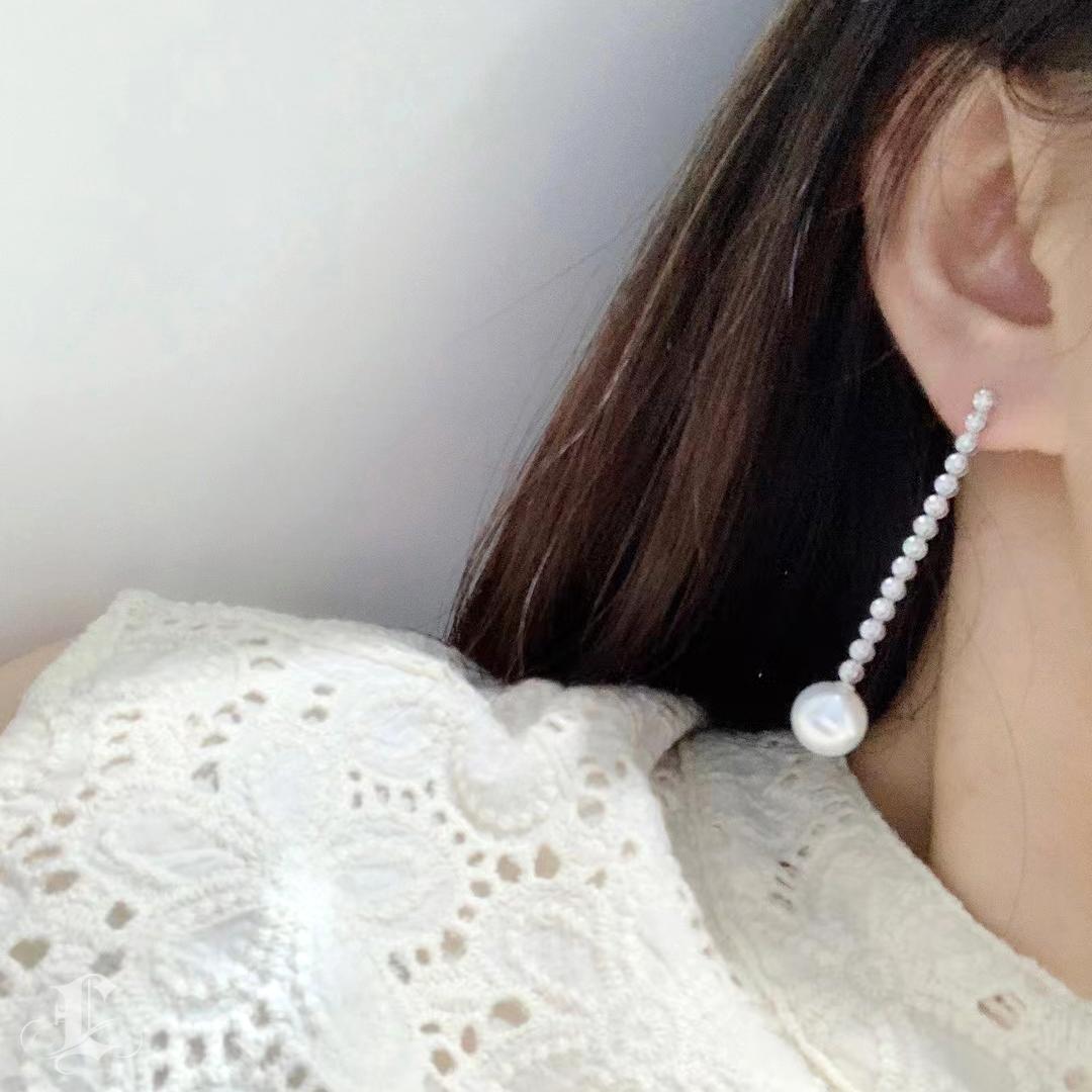 【Lustre Arco】Diamante Línea Aurora Pendientes Gota Perla Mar del Sur Sin cortar en venta