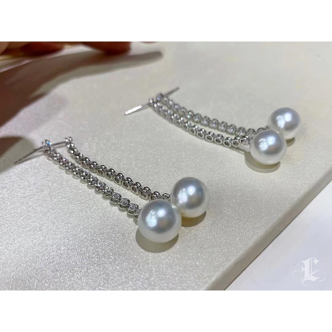 【Lustre Arco】Diamante Línea Aurora Pendientes Gota Perla Mar del Sur en venta 3