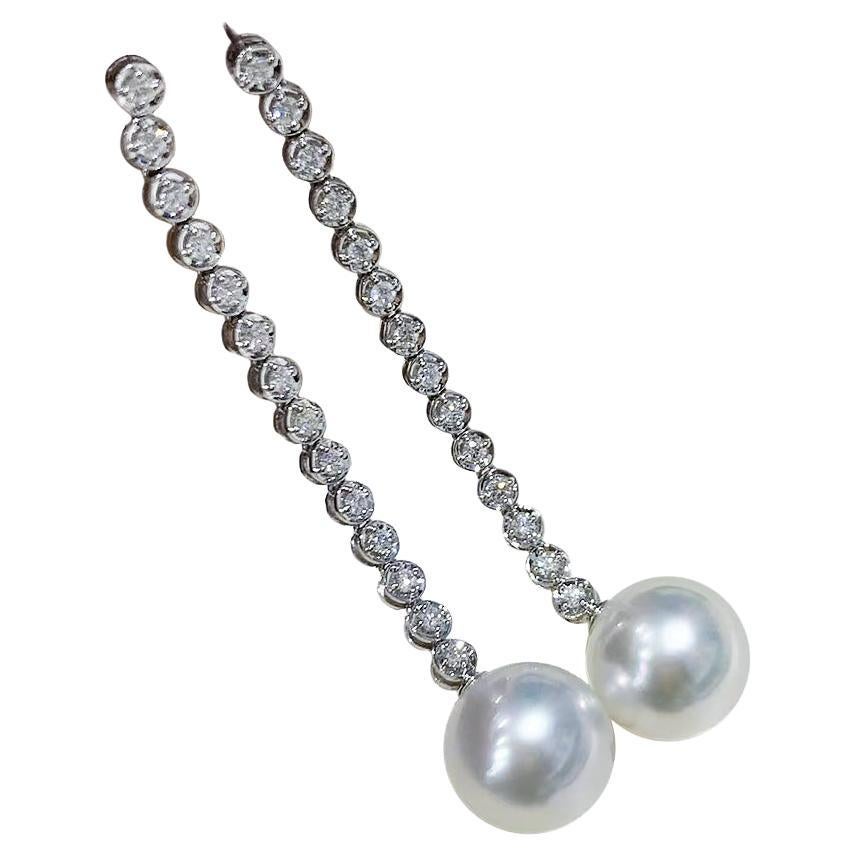 【Lustre Arco】Diamante Línea Aurora Pendientes Gota Perla Mar del Sur en venta