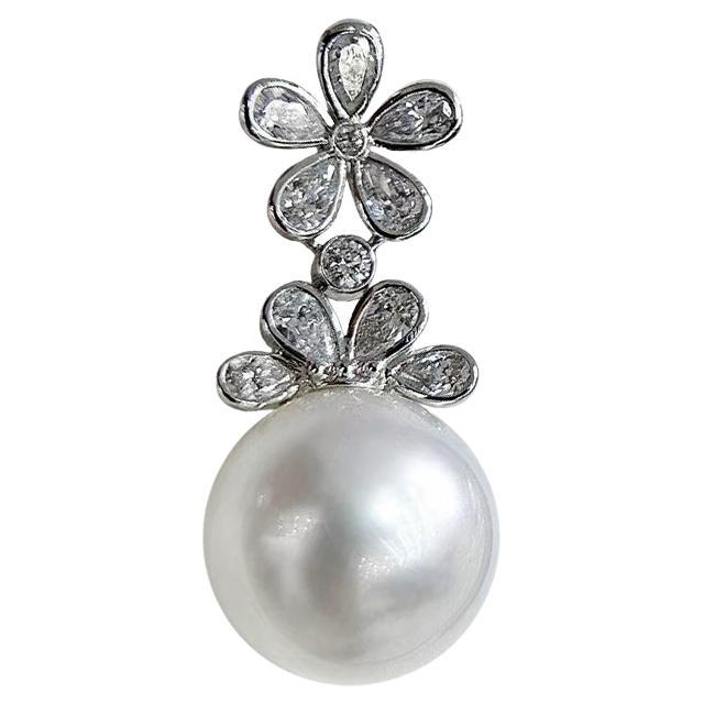 【Vine Symphony】Blossom Drop Aurora South Sea Pearl & Diamond Pendant