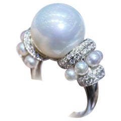 【Crown Radiance】Galaxy Orbit Aurora South Sea & Akoya Pearl Cocktail Ring
