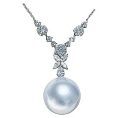 【Corona Radiance】Frost Branch Aurora South Sea Pearl Diamond Pendant Necklace