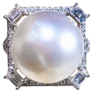 【Crown Radiance】Architect Frame Aurora South Sea Pearl & Diamond Ring