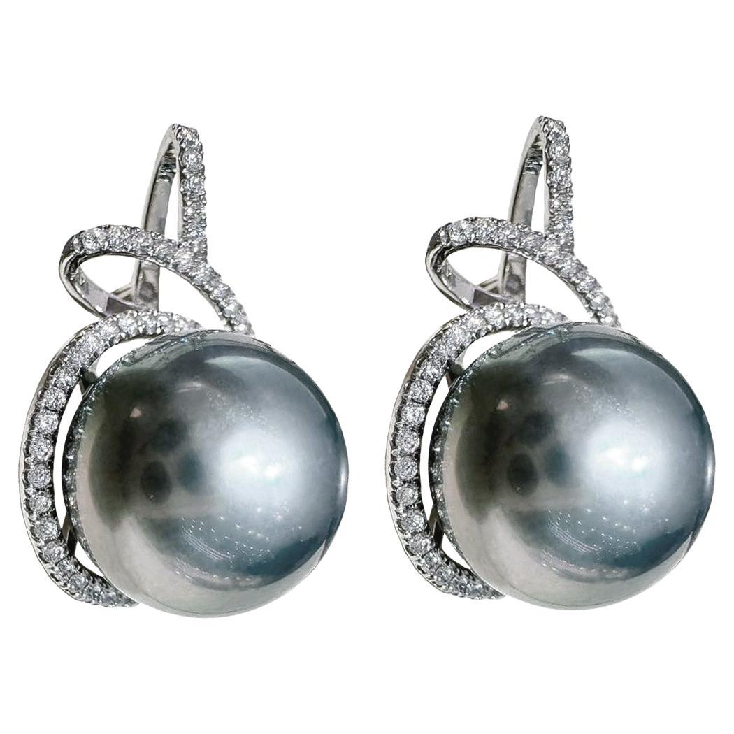 【Lustre Arc】Eternal Loop Aurora Tahitian Pearl Diamond Earrings