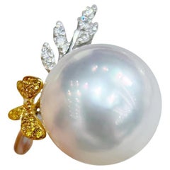 【Vine Symphony】Butterfly Garden Aurora South Sea Pearl Diamond Ring
