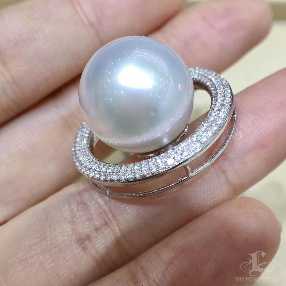 【Sculpt Geometry】Celestial Halo Aurora South Sea Pearl Diamond Pendentif en vente 2