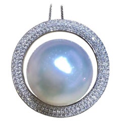 【Sculpted Geometry】Celestial Halo Aurora South Sea Pearl Diamond Pendant
