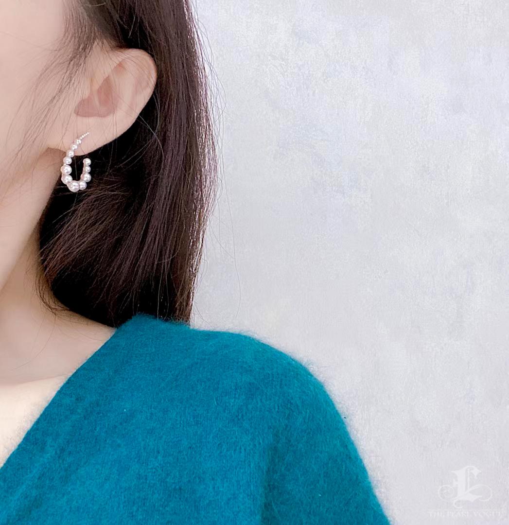 Uncut 【Sculpted Geometry 】Sculptural Arc Aurora Akoya Pearl & Diamond Earrings For Sale