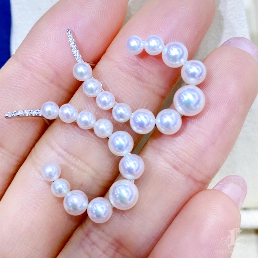 【Sculpted Geometry 】Sculptural Arc Aurora Akoya Pearl & Diamond Earrings In New Condition For Sale In New York, NY
