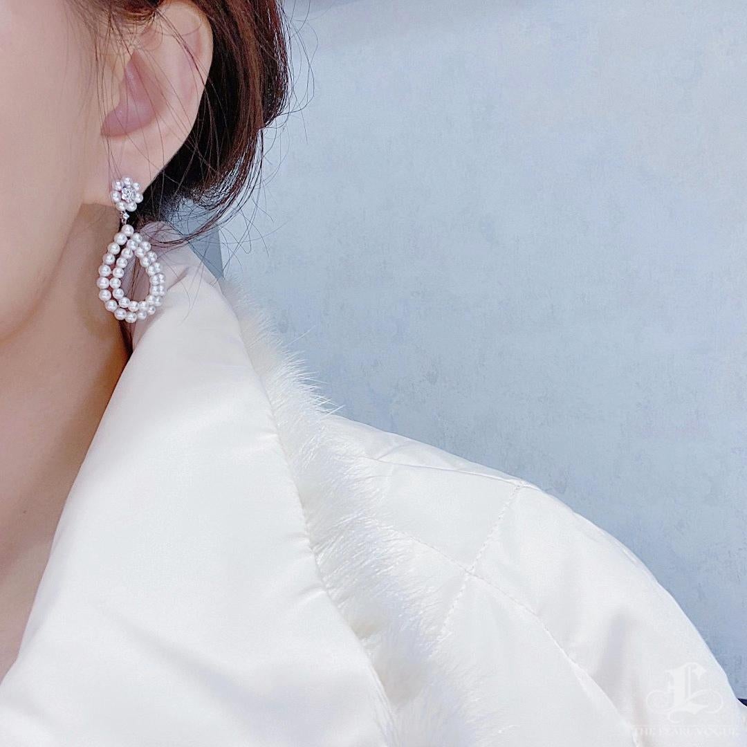 Uncut 【Crown Radiance】Blooming Aurora Akoya Pearl Diamond Gala Earrings For Sale