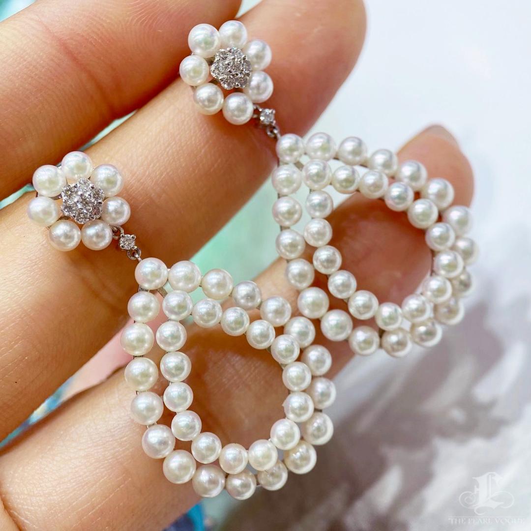 Women's 【Crown Radiance】Blooming Aurora Akoya Pearl Diamond Gala Earrings For Sale