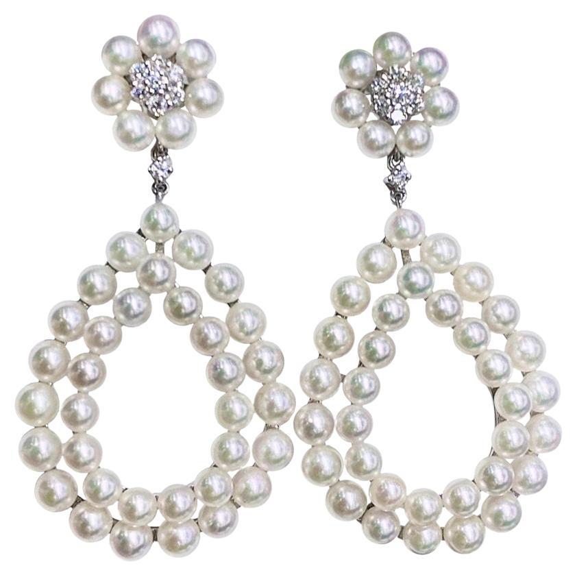 【Lustre Arc】Blooming Aurora Akoya Pearl Diamond Gala Earrings