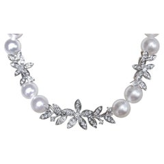 【Vine Symphony】Floral Garland Aurora Akoya Pearl Diamond Big-Day Necklace