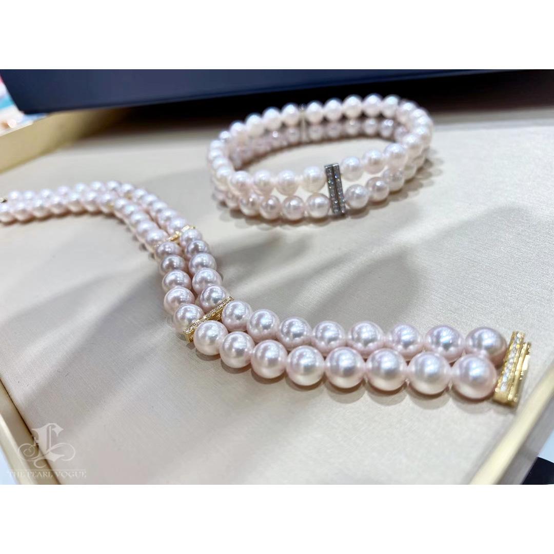 【Geometría Esculpida】Pulsera de Diamantes de Doble Tira de Aurora Akoya de Brillo Vespertino en Nuevo estado para la venta en New York, NY