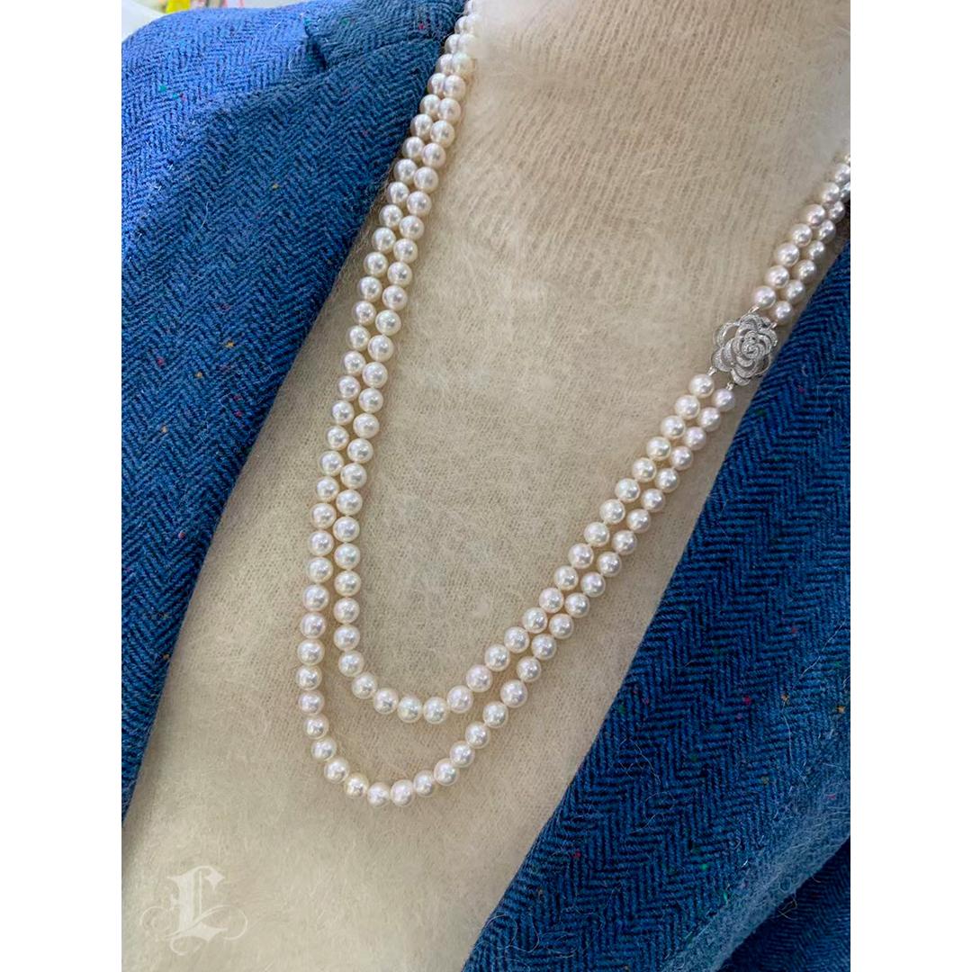 Uncut 【Vine Symphony】Regency Bloom Aurora Akoya Double-Strand Necklace For Sale