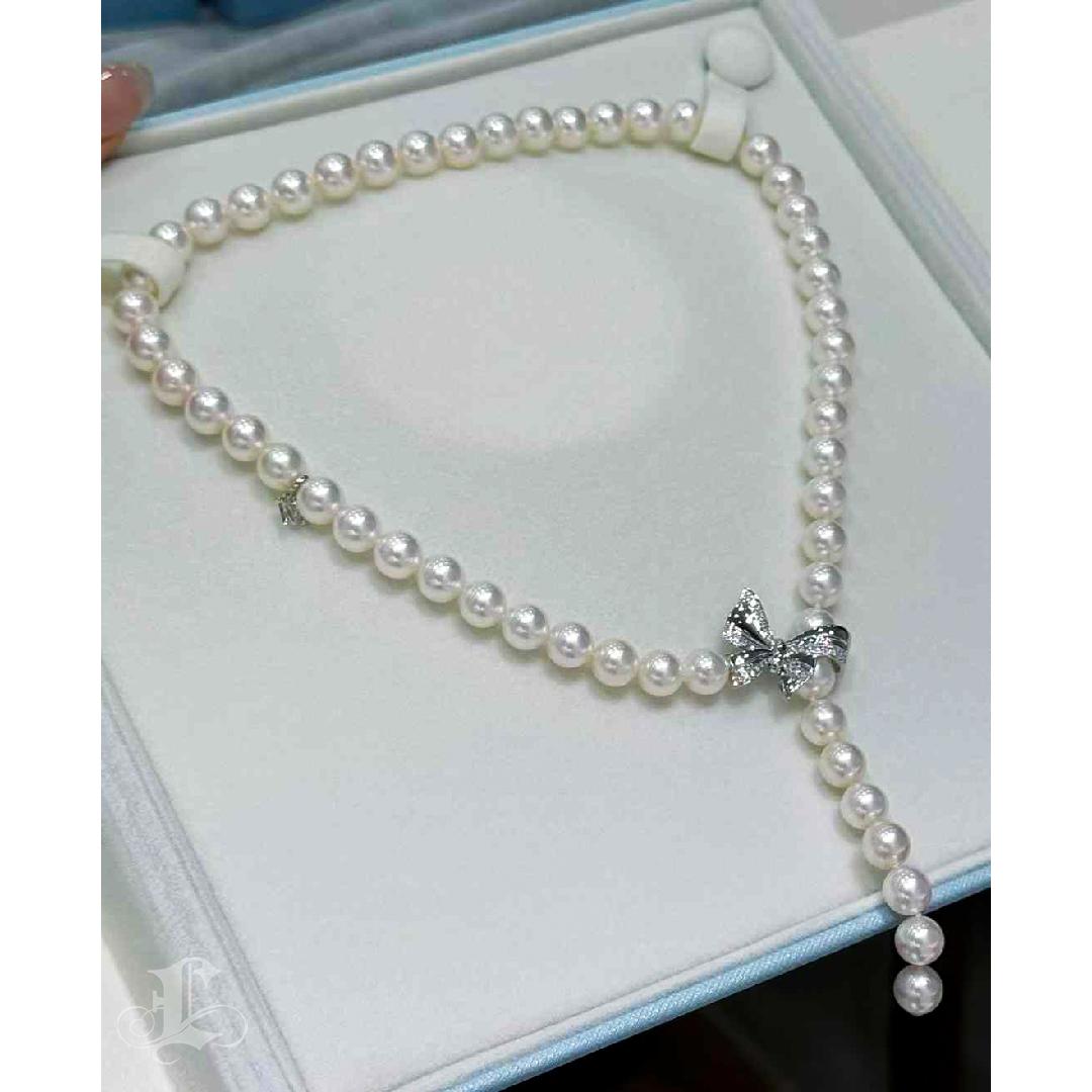 【Vine Symphony】Flutter Grace Convertible Aurora Akoya Pearl Diamond Necklace For Sale 1