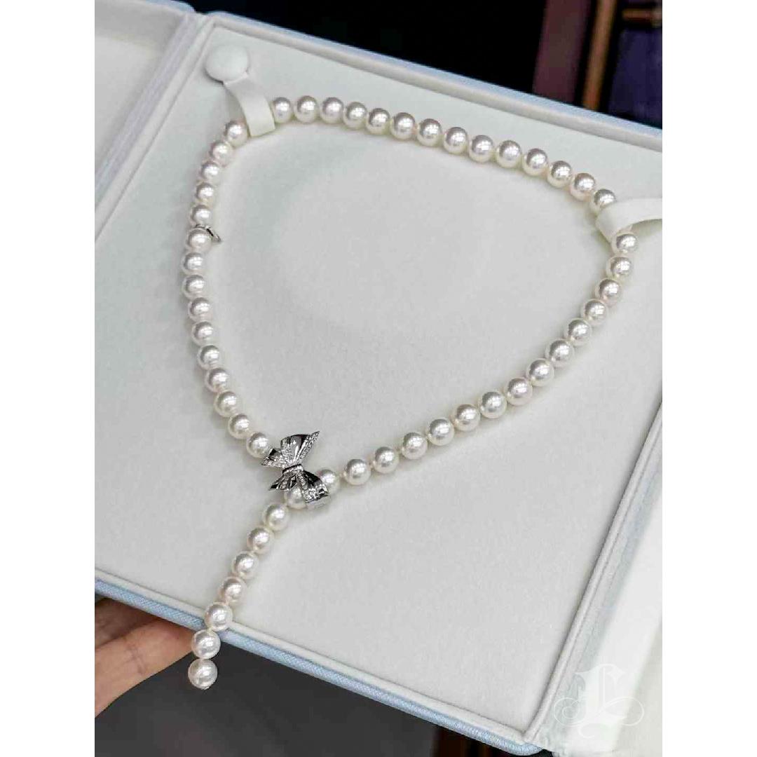 【Vine Symphony】Flutter Grace Convertible Aurora Akoya Pearl Diamond Necklace For Sale 3