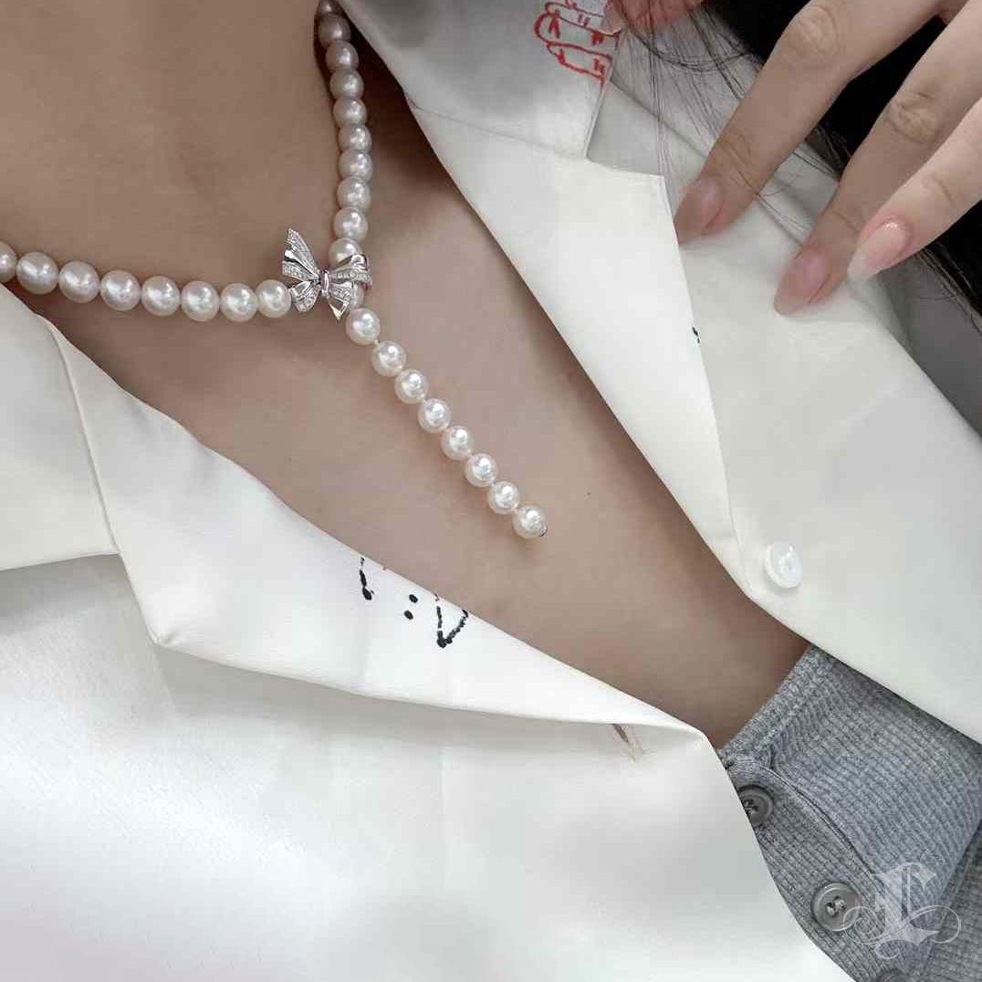 【Vine Symphony】Flutter Grace Convertible Aurora Akoya Pearl Diamond Necklace For Sale 4