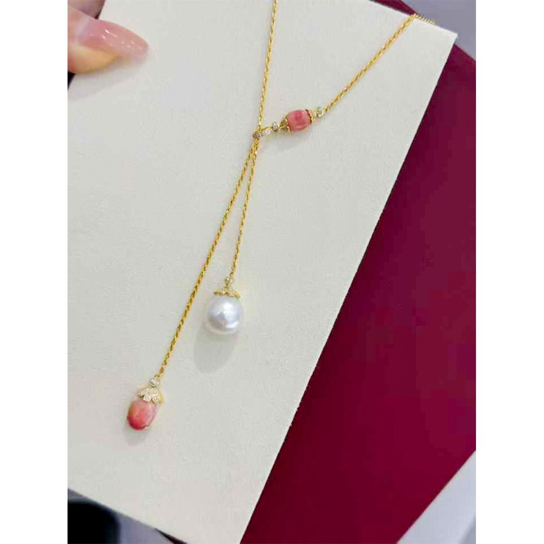 【Conchéa】Collana a Y di perle Conchiglia Armonia Sole e Luna - 5,2ct in vendita 4