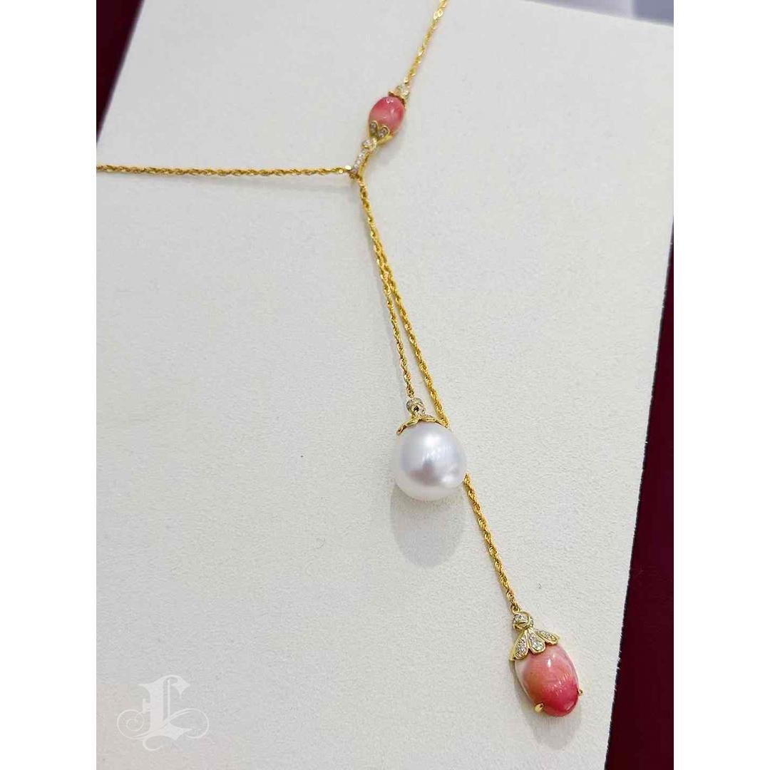 【Conchéa】Collana a Y di perle Conchiglia Armonia Sole e Luna - 5,2ct in vendita 3