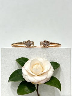 18K Gold Diamond Bangle with Leopard-Head Motifs, Hong Kong
